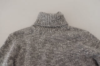 Elegant Gray Wool-blend Turtleneck Sweater