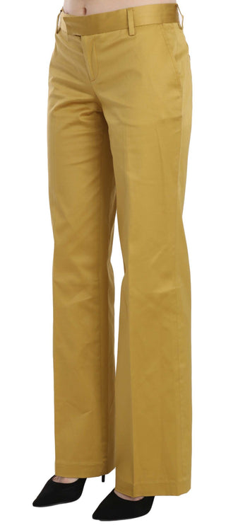 Mustard Mid Waist Tailored Cotton Pants - Luxury for You