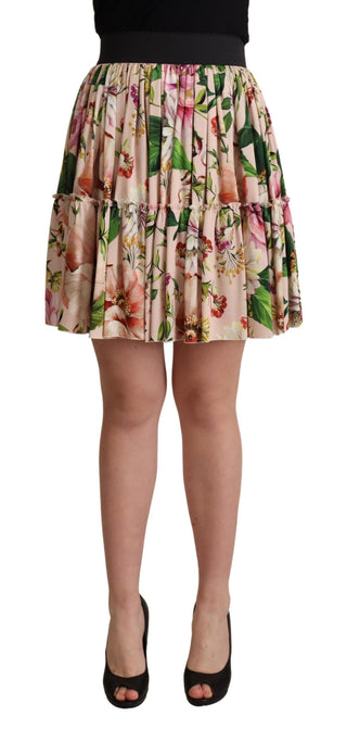 Elegant Floral Silk High Waist Mini Skirt - Luxury for You