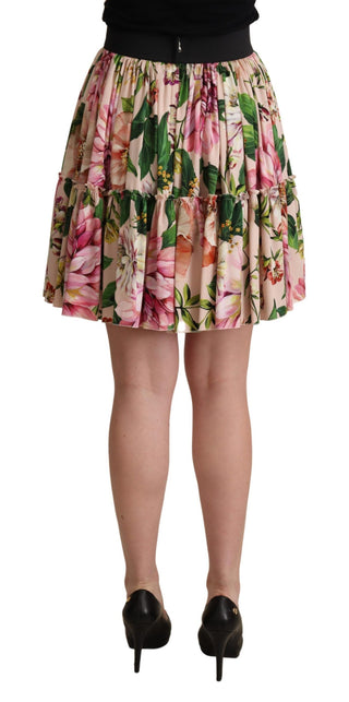 Elegant Floral Silk High Waist Mini Skirt - Luxury for You