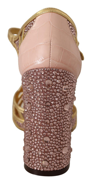 Silk-infused Leather Crystal Pumps In Pink Gold - Luxury for You