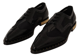 Elegant Gold-trimmed Black Oxford Lace-ups - Luxury for You