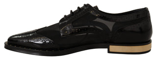 Elegant Gold-trimmed Black Oxford Lace-ups - Luxury for You