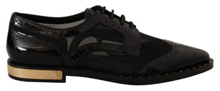 Elegant Gold-trimmed Black Oxford Lace-ups - Luxury for You