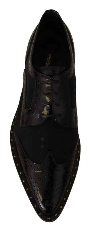 Elegant Gold-trimmed Black Oxford Lace-ups - Luxury for You