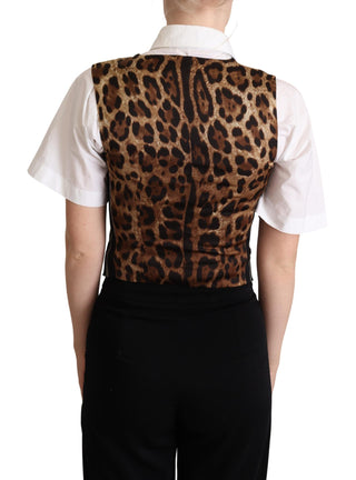 Chic Black Leopard Print Waistcoat - Luxury for You