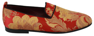 Rose Gold Brocade Loafers Slide Flats - Luxury for You