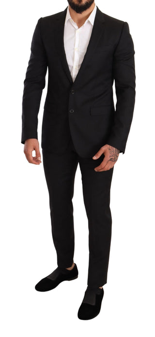 Elegant Martini Black Wool Suit - Luxury for You