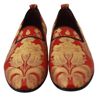 Rose Gold Brocade Loafers Slide Flats - Luxury for You