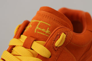 Chic Orange Suede Lace-up Sneakers