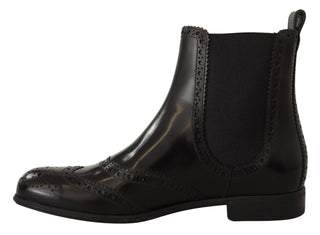 Elegant Black Ankle Wingtip Oxford Boots - Luxury for You