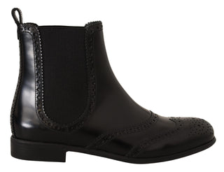 Elegant Black Ankle Wingtip Oxford Boots - Luxury for You