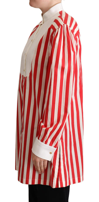 Elegant Red And White Stripe Cotton Polo Top - Luxury for You