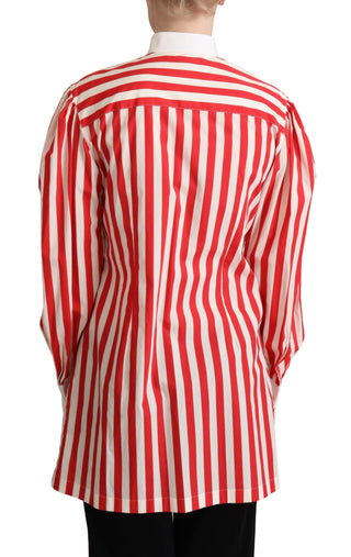 Elegant Red And White Stripe Cotton Polo Top - Luxury for You