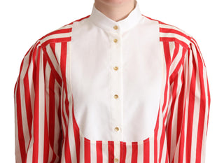 Elegant Red And White Stripe Cotton Polo Top - Luxury for You