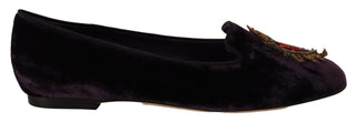 Chic Purple Velvet Loafers With Heart Detail - Luxury for You