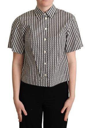 Elegant Black And White Patterned Cotton Polo - Luxury for You