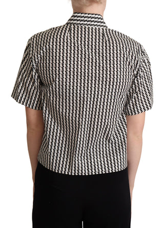 Elegant Black And White Patterned Cotton Polo - Luxury for You