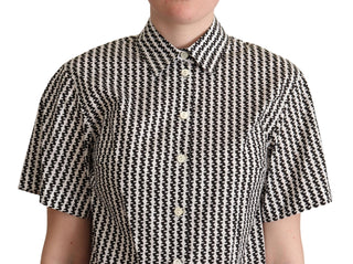 Elegant Black And White Patterned Cotton Polo - Luxury for You