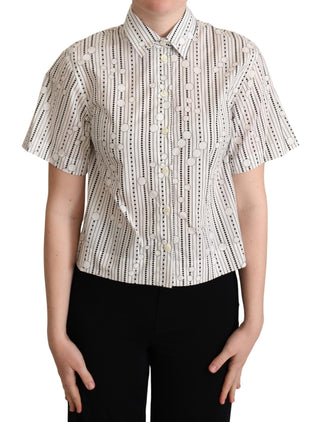 Geometric Elegance Collared Polo Top - Luxury for You