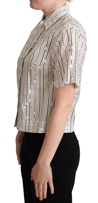 Geometric Elegance Collared Polo Top - Luxury for You