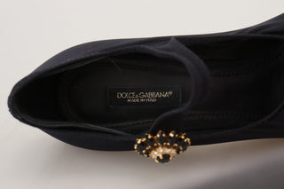 Chic Black Mary Jane Sock Pumps With Crystals