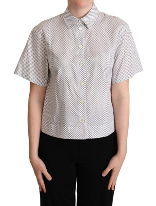 Chic Gray Polka Dot Short Sleeve Polo - Luxury for You