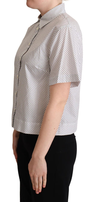 Chic Gray Polka Dot Short Sleeve Polo - Luxury for You