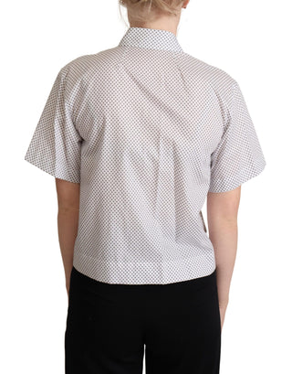 Chic Gray Polka Dot Short Sleeve Polo - Luxury for You