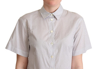 Chic Gray Polka Dot Short Sleeve Polo - Luxury for You