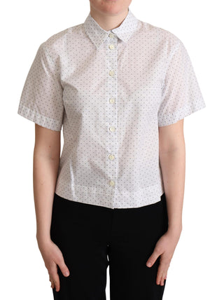 Elegant Polka Dot Cotton Polo Top - Luxury for You