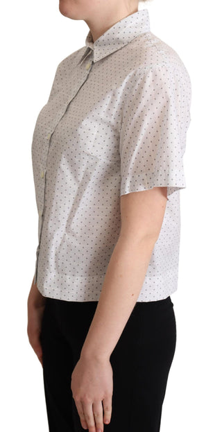 Elegant Polka Dot Cotton Polo Top - Luxury for You