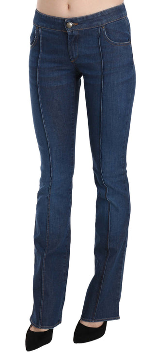 Chic Blue Washed Boot Cut Denim Pants - Luxury for You