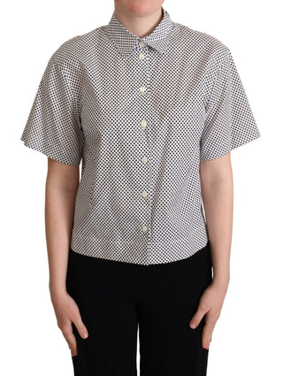 Elegant Polka Dot Cotton Polo Top - Luxury for You