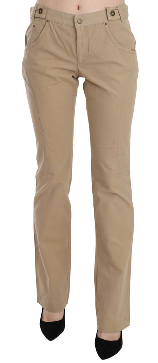 Beige Mid Waist Straight Leg Pants - Luxury for You