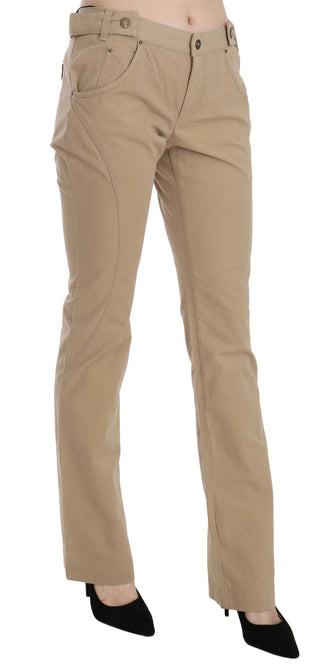 Beige Mid Waist Straight Leg Pants - Luxury for You