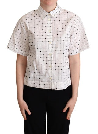 Chic Monochrome Polka Dot Polo Top - Luxury for You