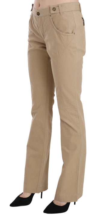 Beige Mid Waist Straight Leg Pants - Luxury for You