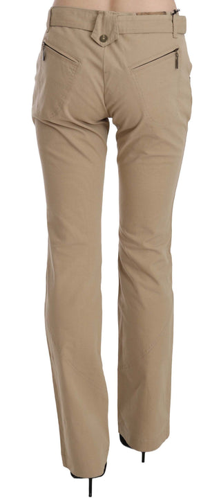 Beige Mid Waist Straight Leg Pants - Luxury for You