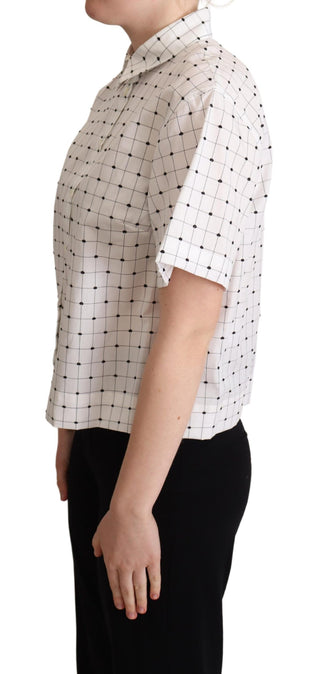 Chic Monochrome Polka Dot Polo Top - Luxury for You