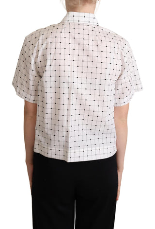 Chic Monochrome Polka Dot Polo Top - Luxury for You