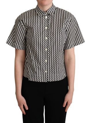 Zigzag Elegance Cotton Polo Top - Luxury for You