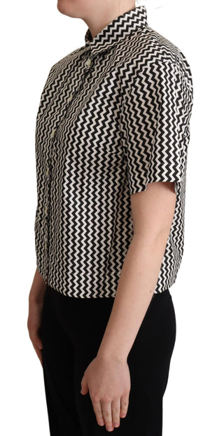 Zigzag Elegance Cotton Polo Top - Luxury for You