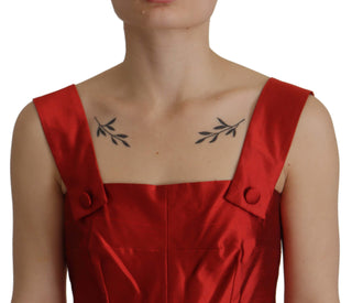 Radiant Red Silk A-line Midi Dress