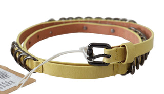 Chic Yellow Leather Skinny Belt - Luxury for You