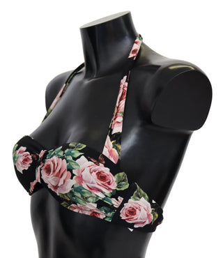 Elegant Black Floral Bikini Top - Luxury for You