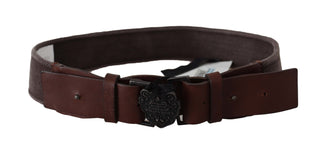 Classic Dark Brown Leather Belt With Logo Buckle - Luxury for You