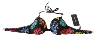 Chic Black Coral Print Bikini Top - Luxury for You