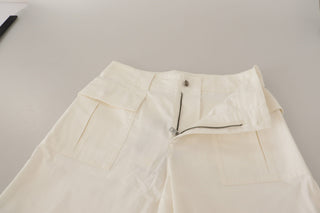 Elegant White High-waist Tapered Trousers