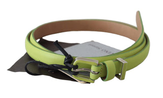 Classic Green Leather Belt With Silver-tone Hardware - Luxury for You